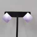 Vintage Pierced Earrings Satin Enamel Lavender Purple Square Drop 1"
