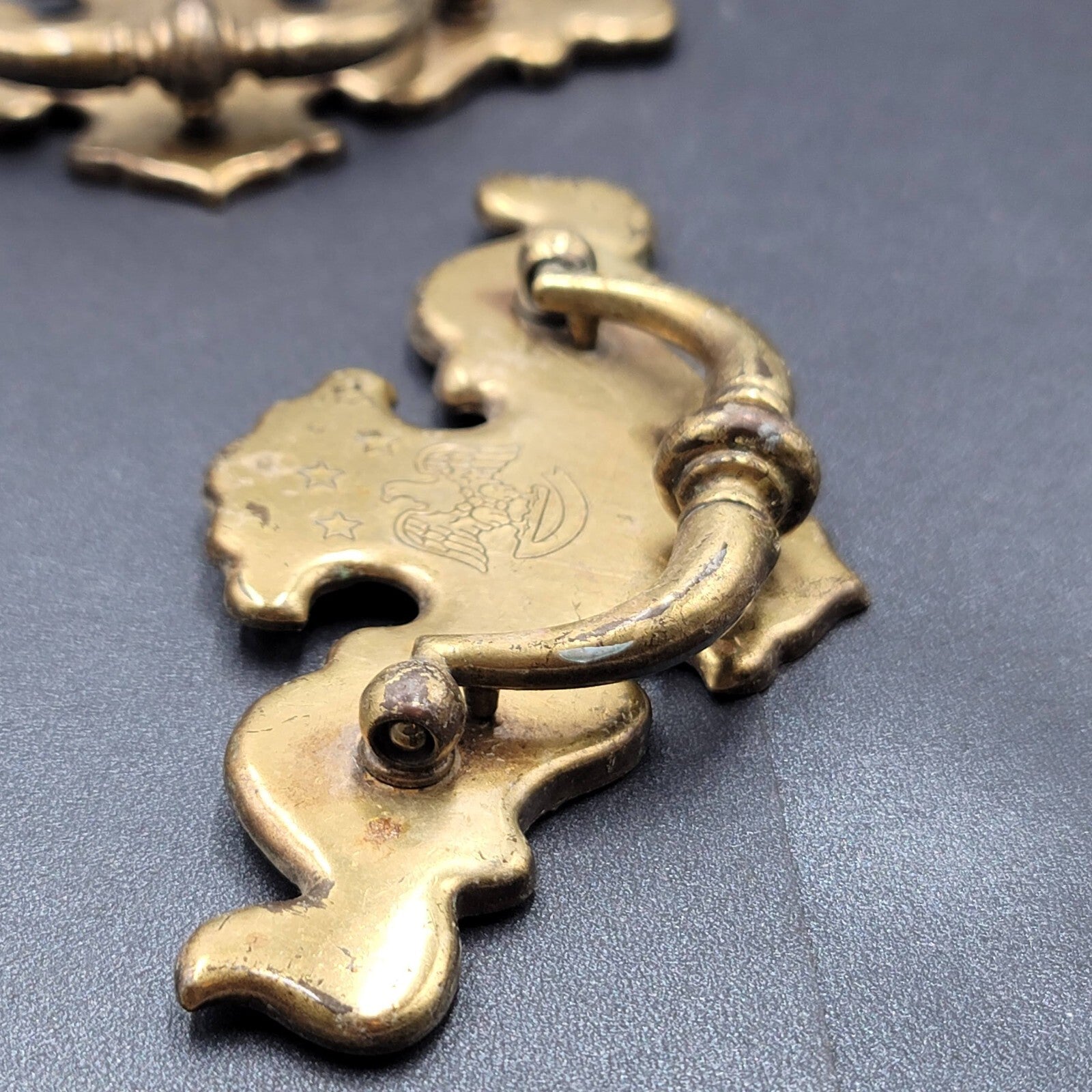 Vintage Lot of 8 Drawer Drop Pulls Cabinet Pull Handles Patriotic Eagle 3"