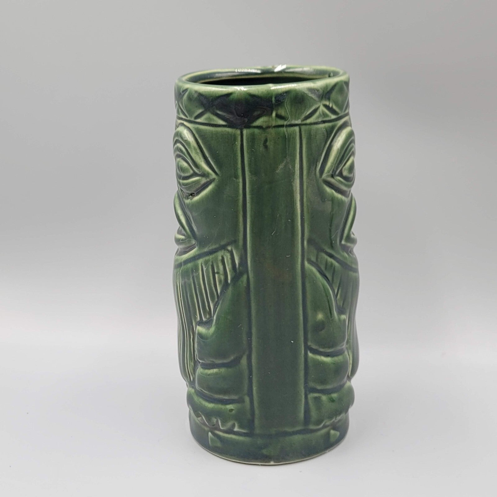 Shonfeld Rarotongan Tiki Mug Green Ceramic Barware Collectible 5.5 in