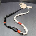 Kim Rogers Acrylic Beaded Necklace Red White Black Long 32" NEW