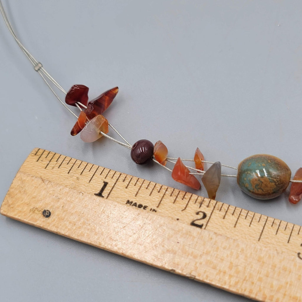 Necklace Pottery Bead Agate Chip Bead Floating 16"+
