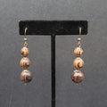 New Boho Pierced Earrings Copper tone Capped Wood Beads Dangle 1.5"