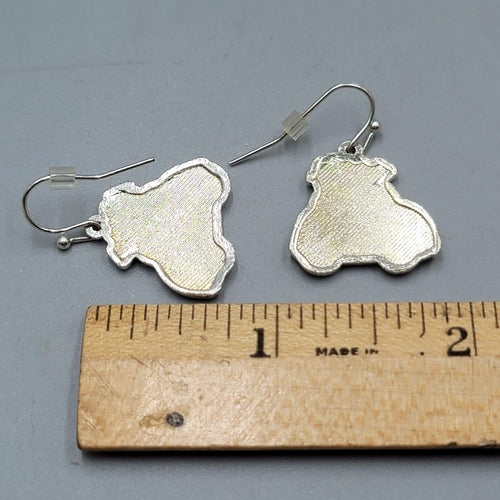 Christmas Tree Red Car Enamel Pierced Earrings Silver tone Dangle  3/4"
