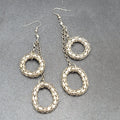 Pierced Earrings Silver tone Statement Dangle Chains 3.25"