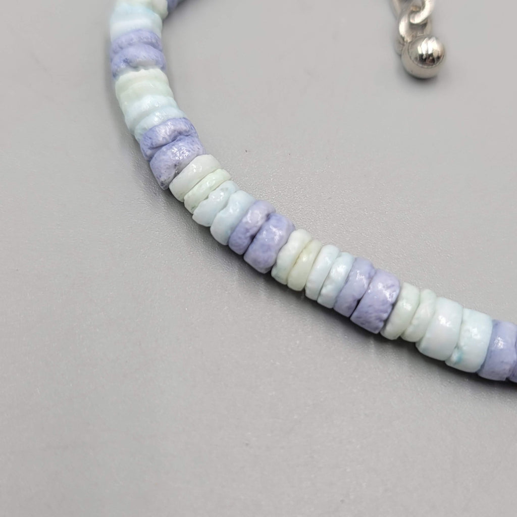 Lavender Purple Dyed Seashell Bead Bracelet 7"-7.5" Adj