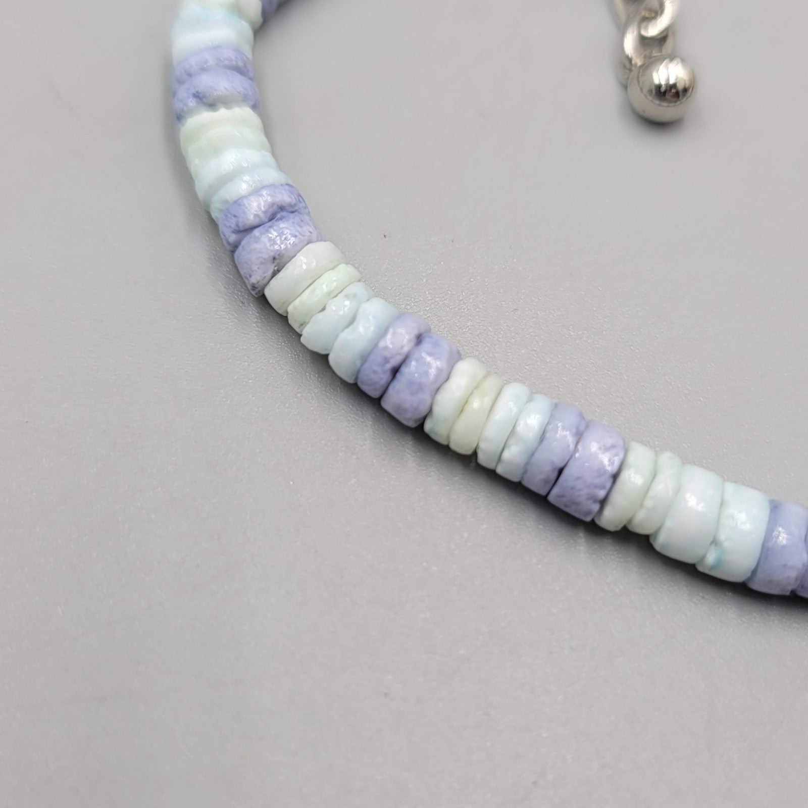 Lavender Purple Dyed Seashell Bead Bracelet 7"-7.5" Adj