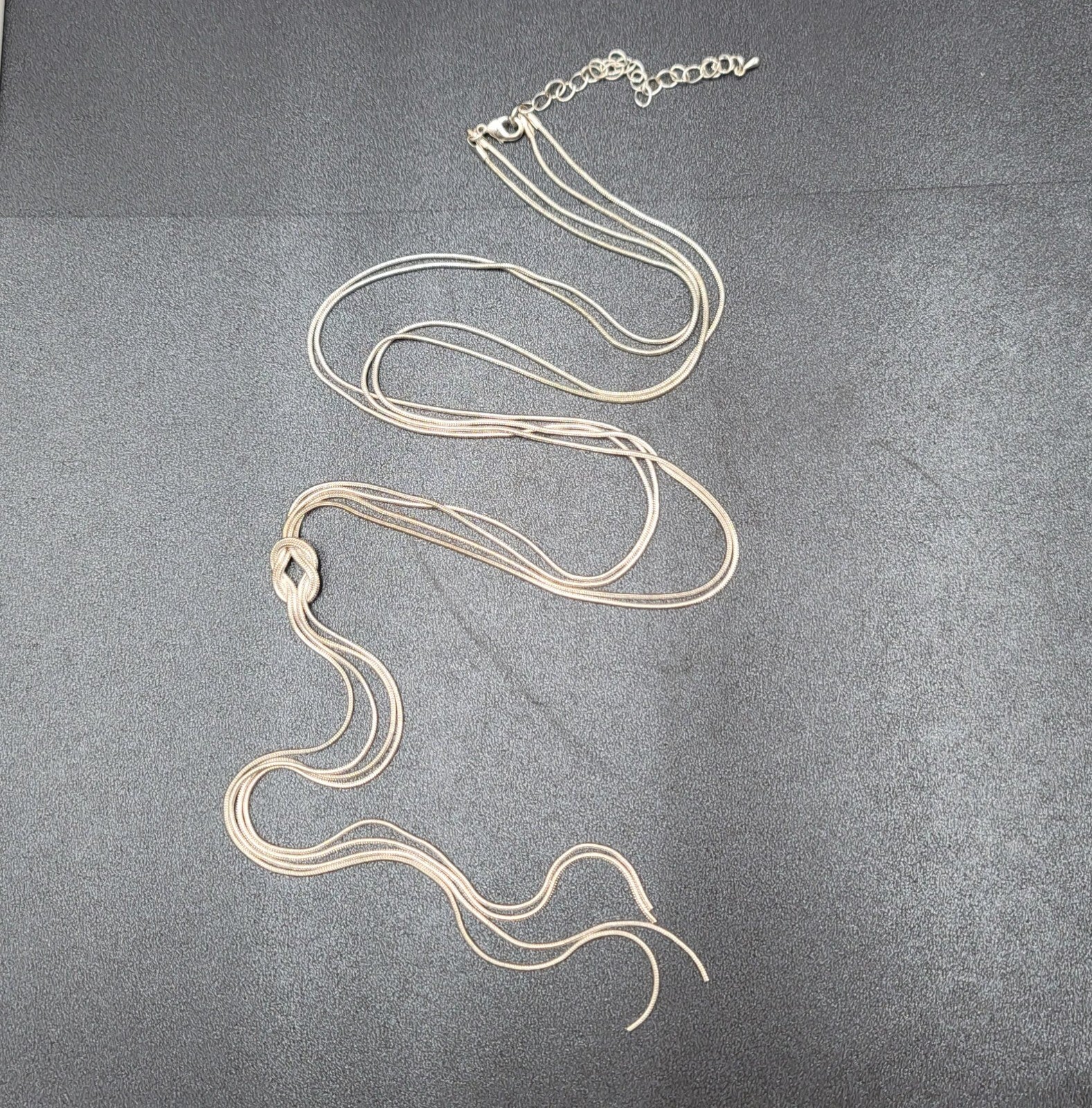 Long Snake Chain Knot Necklace Y Drop 34" - 38"