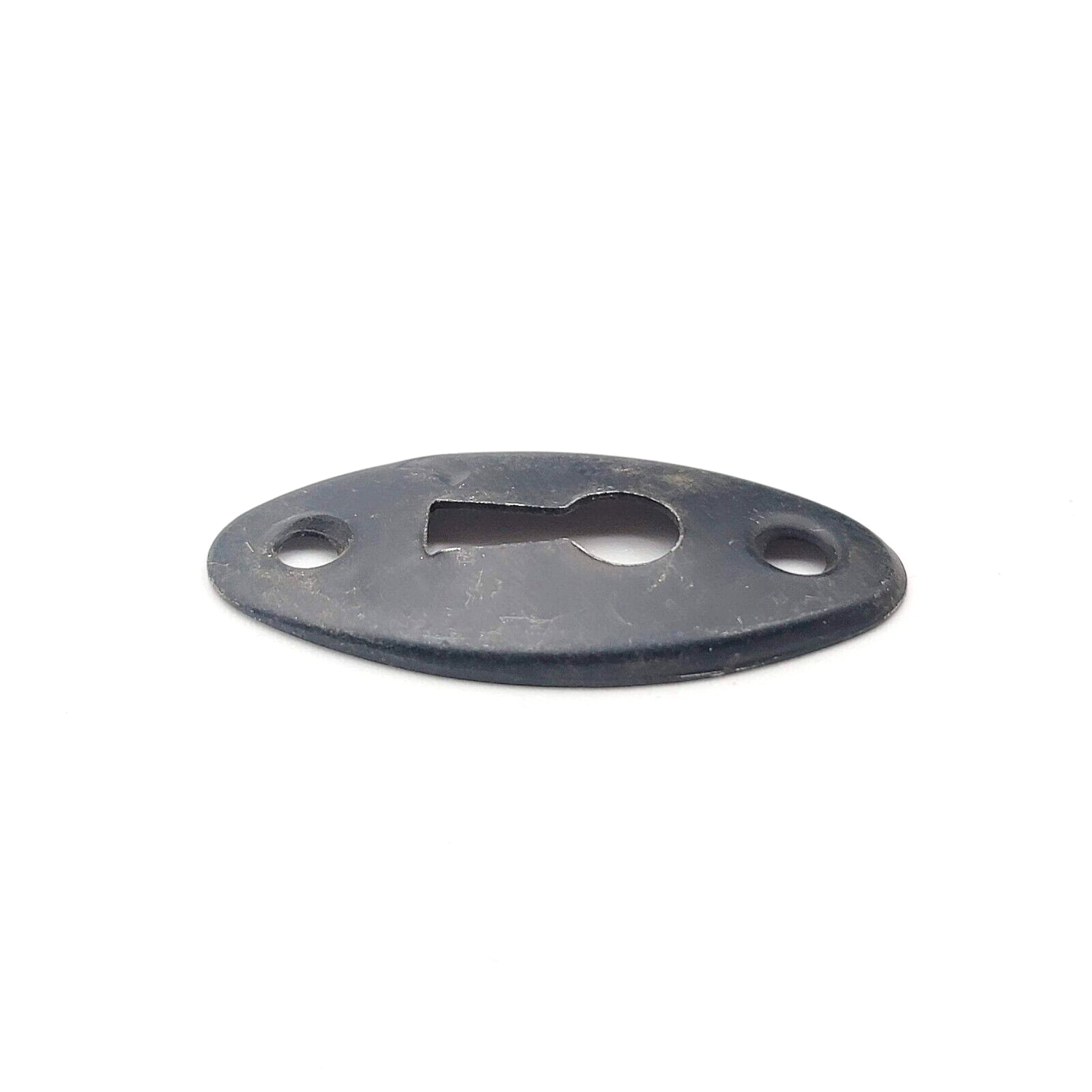 Vintage Oval Black Steel Skeleton Key hole Escutcheon Salvage 2"x 1"