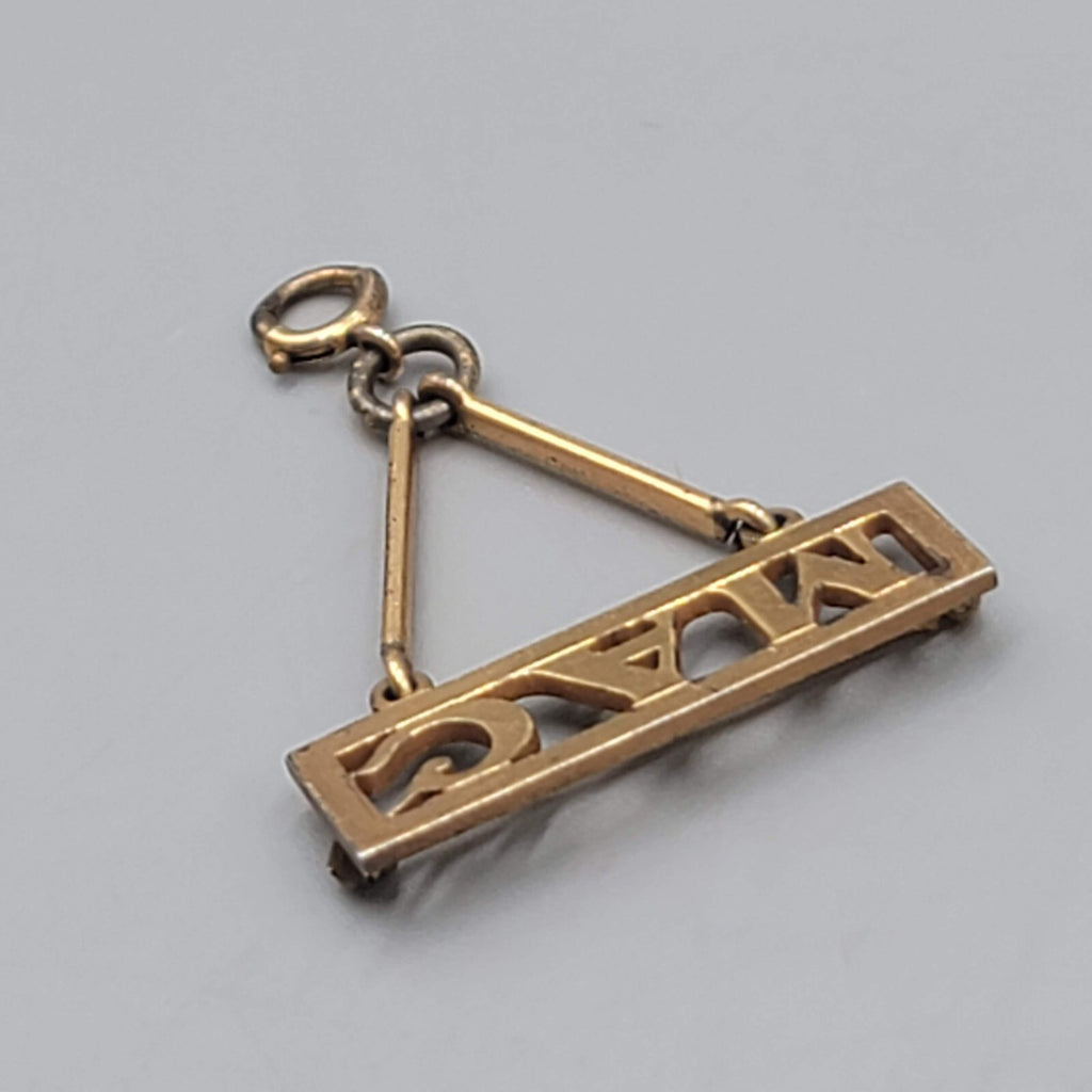 Vintage Gold Plated Charm Holder Brooch Monogram MAC 1.5"