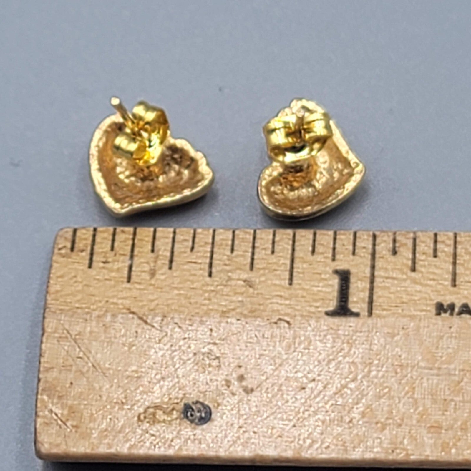 Heart Studs Pierced Earrings Gold Plated 1/4"