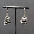 Pierced Earrings Black Metal Layered Wavy Discs Dangle 1 1/8"