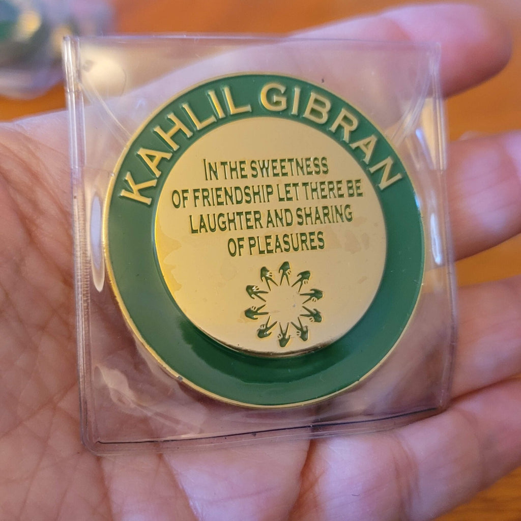 Please Forward Token Lot Coin Medal Gold tone Green Enamel Lot of 9 / 2"