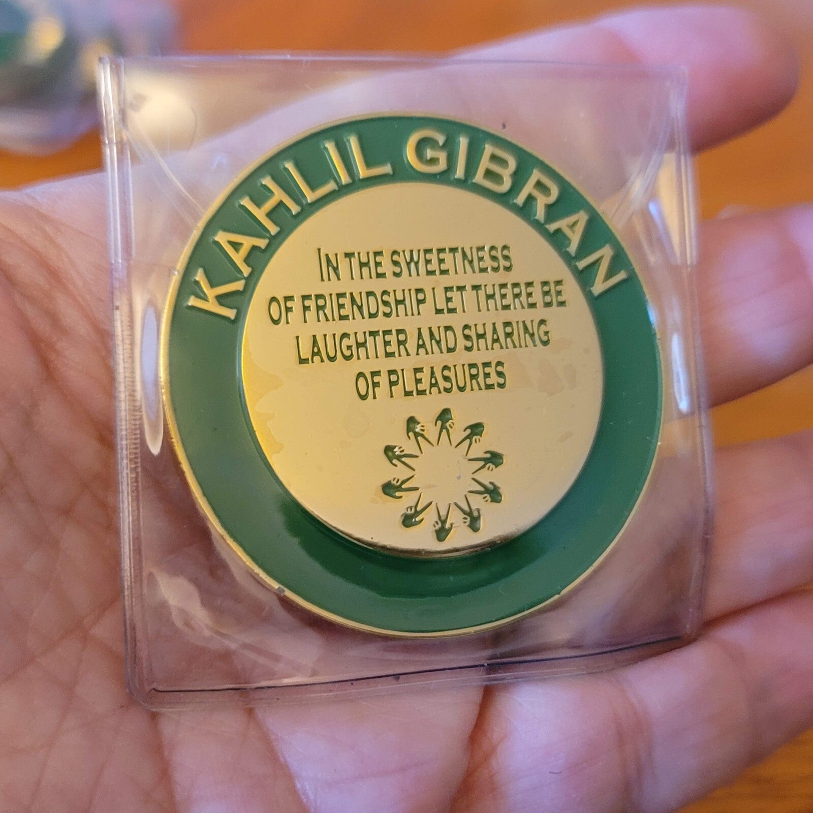 Please Forward Token Lot Coin Medal Gold tone Green Enamel Lot of 9 / 2"