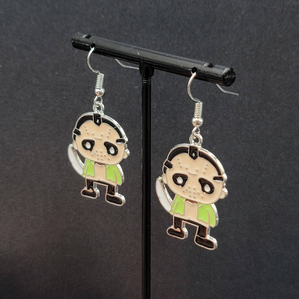 Jason Voorhees Pierced Earrings Enamel Friday the 13th Horror Movie  1.25" FS