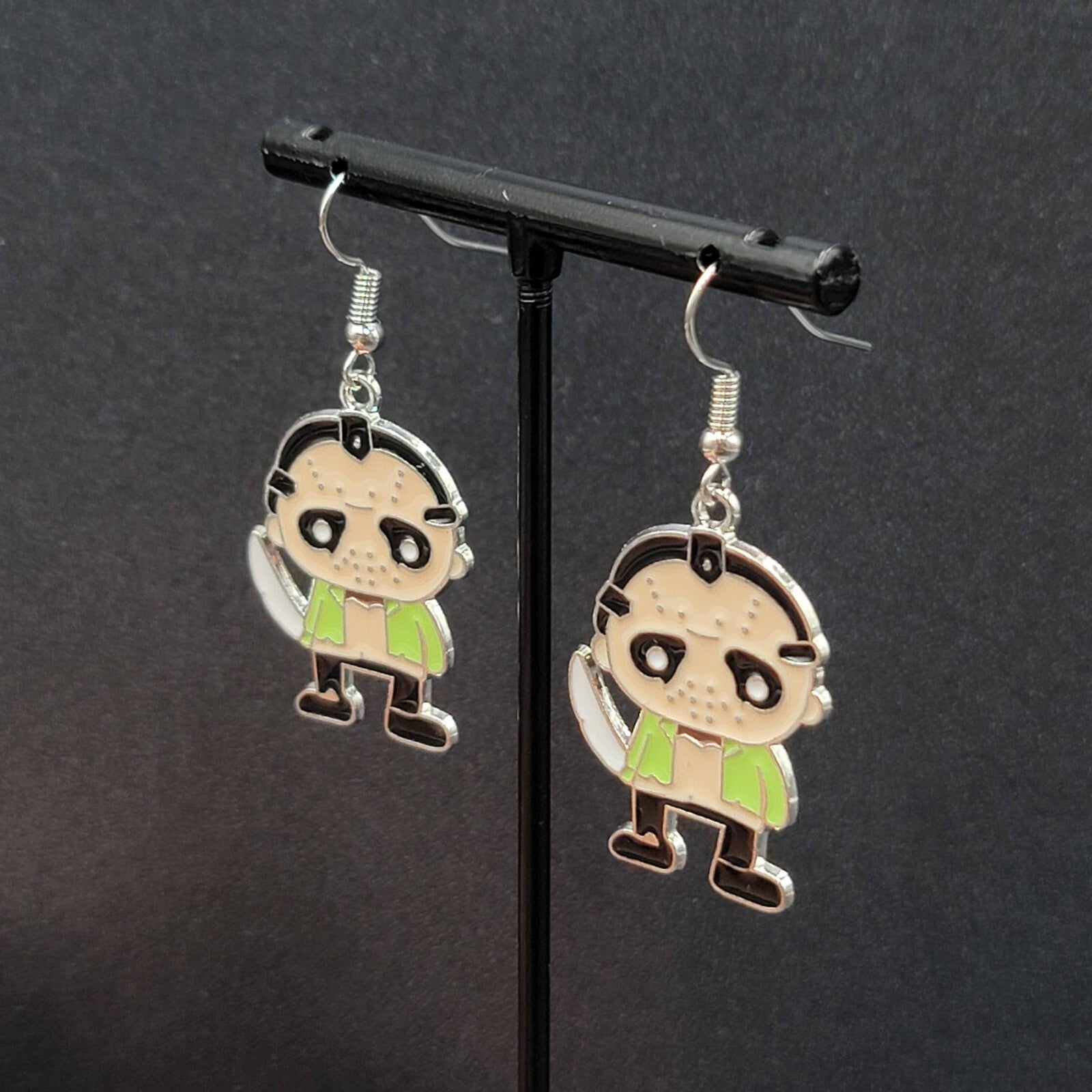 Jason Voorhees Pierced Earrings Enamel Friday the 13th Horror Movie  1.25" FS