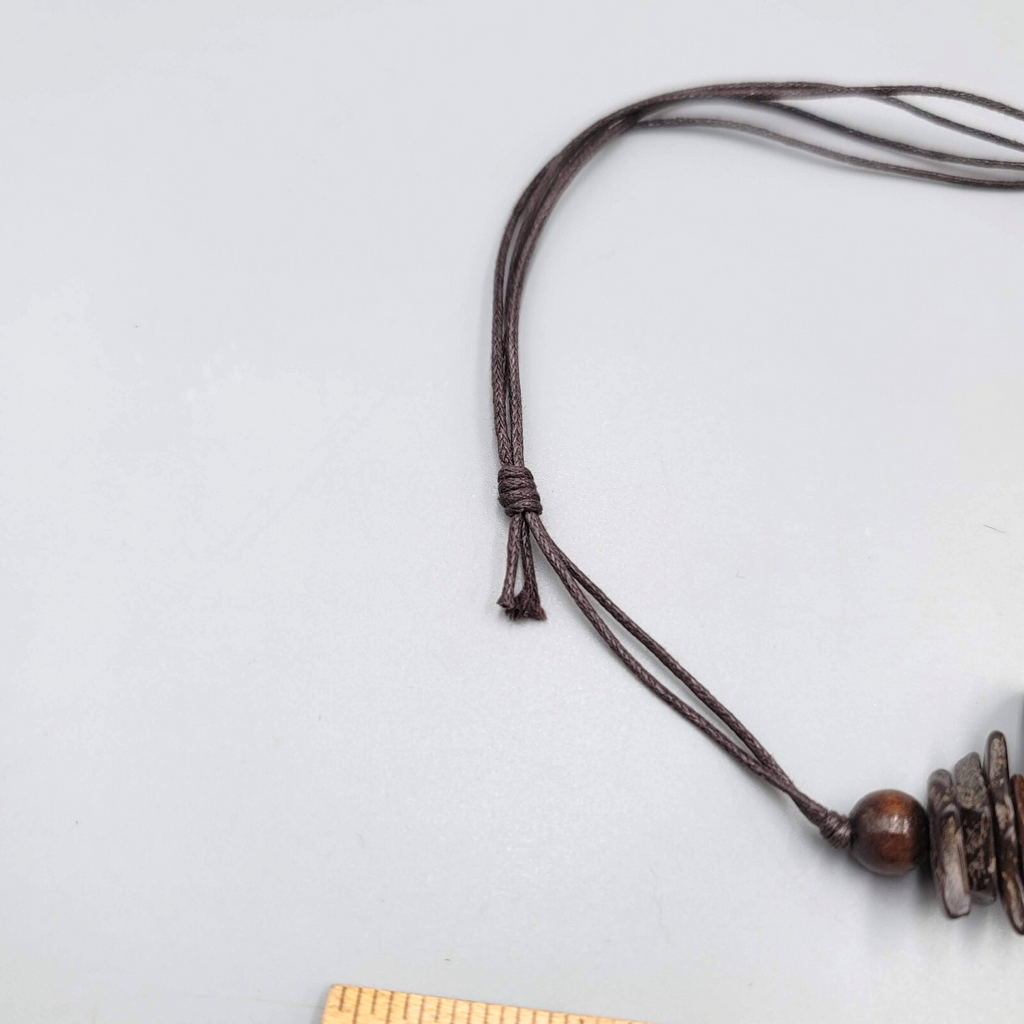 Wood Bead Necklace Possible Belt Adjustable Cord 36"- 40"