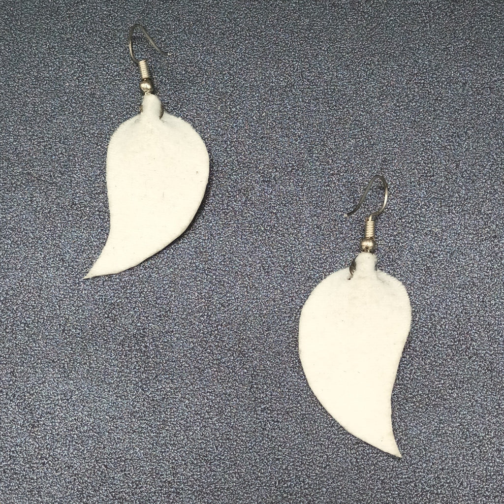 Pierced Earrings Silver tone Pink Faux Leather Felt Dangle 1 5/8"