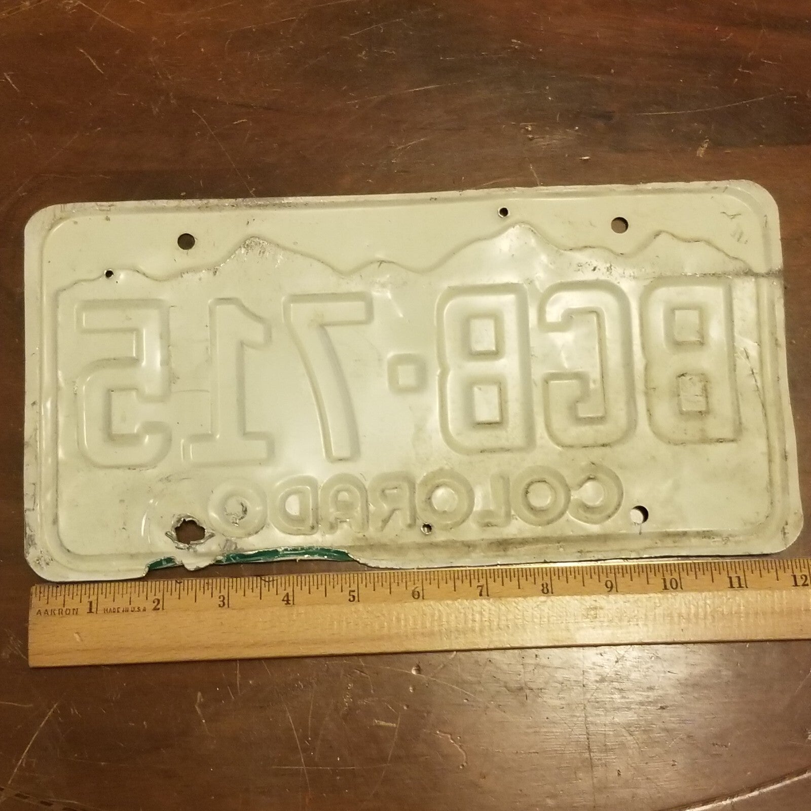 License Plate COLORADO BGB-715 12" x 6" Green White