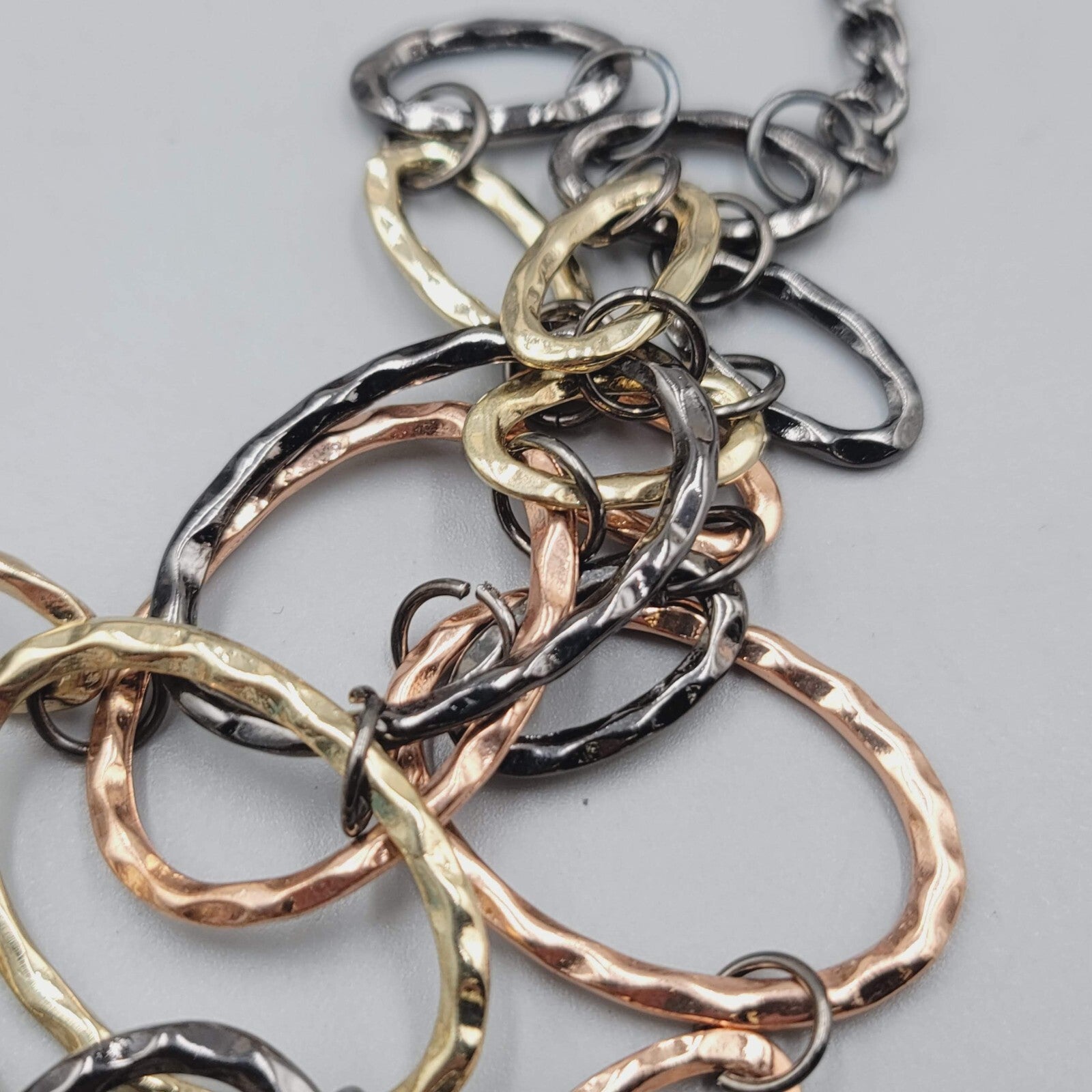 Tri Color Chain Necklace Black Rose Gold and Yellow Gold tone 20"