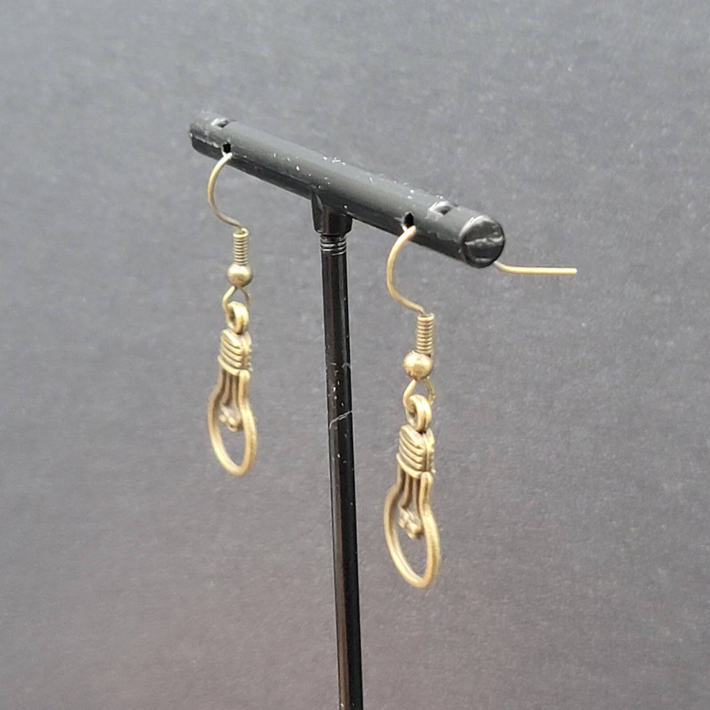 NEW Light Bulb Idea Pierced Earrings Bronze tone Dangle 7/8"