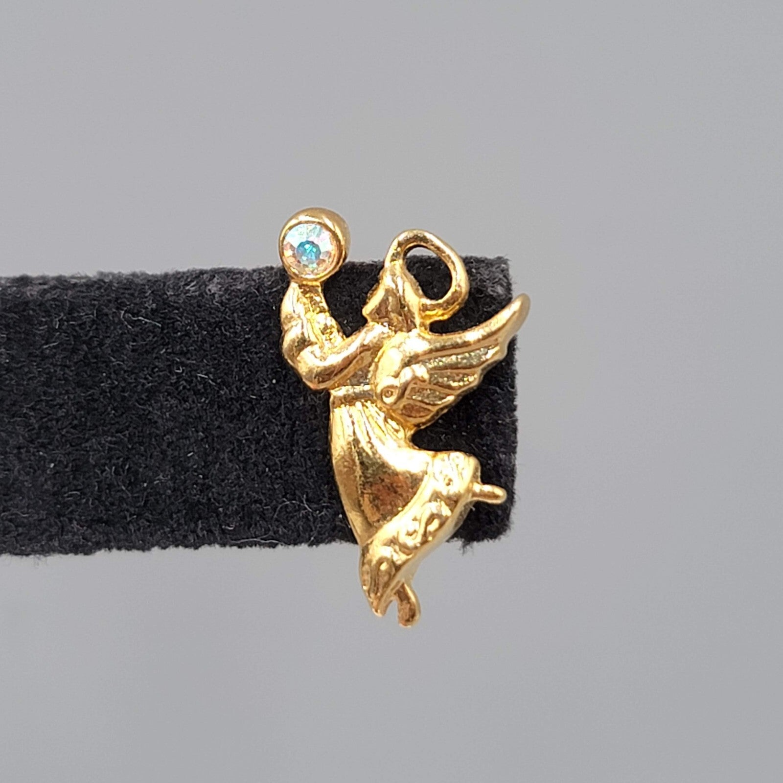 Vintage Christmas Angel Pierced Earrings Gold Plated Dangle 7/8"