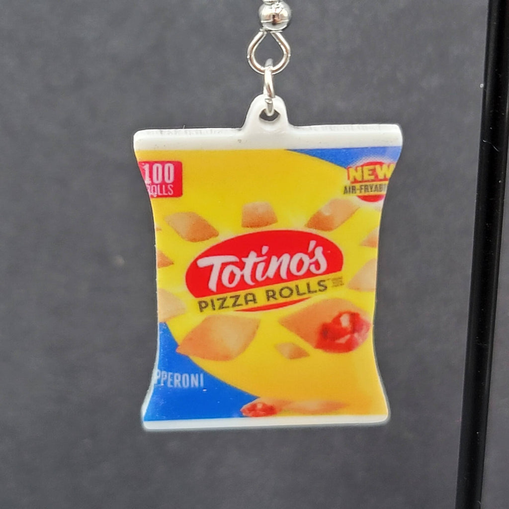 Totino Pizza Rolls Pierced Earrings Fun Food Novelty 1.25"