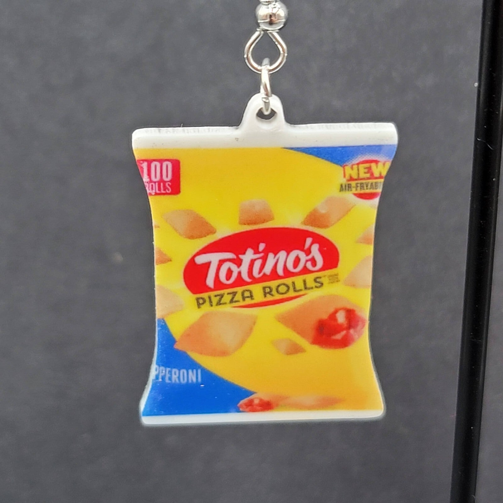 Totino Pizza Rolls Pierced Earrings Fun Food Novelty 1.25"