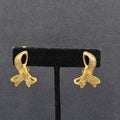 Vintage Clip on Earrings Gold Plated Textured Ribbon Style Drop 1.5"