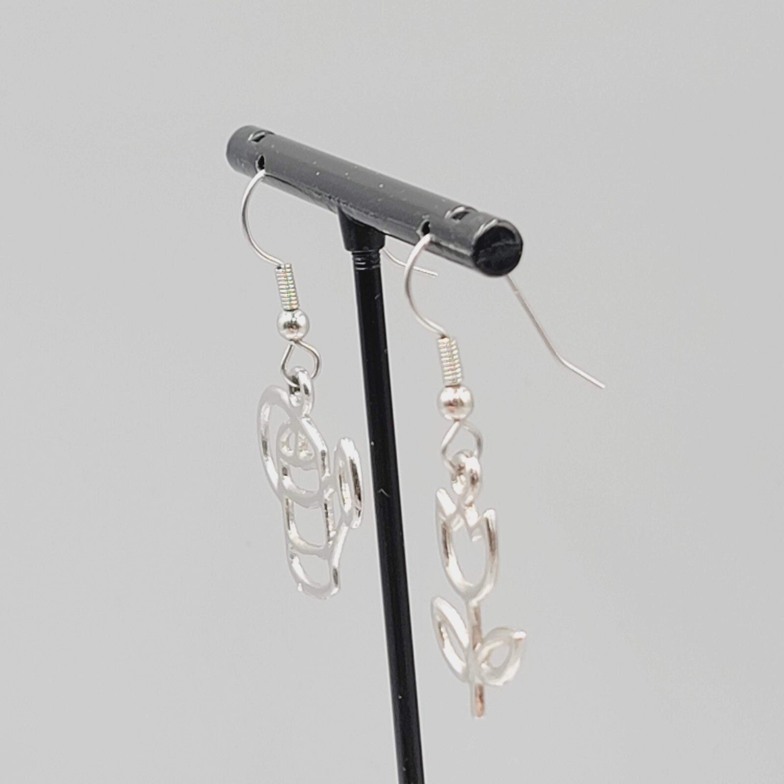 Gardener Pierced Earrings Garden Flower Watercan Silver tone Dangle 1"