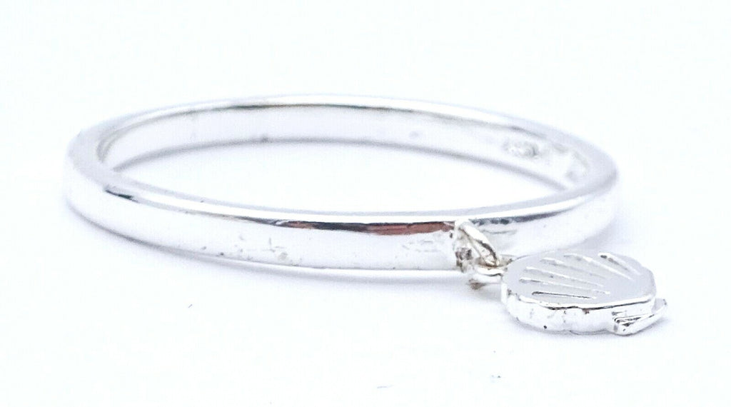 Disney Ariel Mermaid Shell Dangle Ring Size 8 Silver Plated