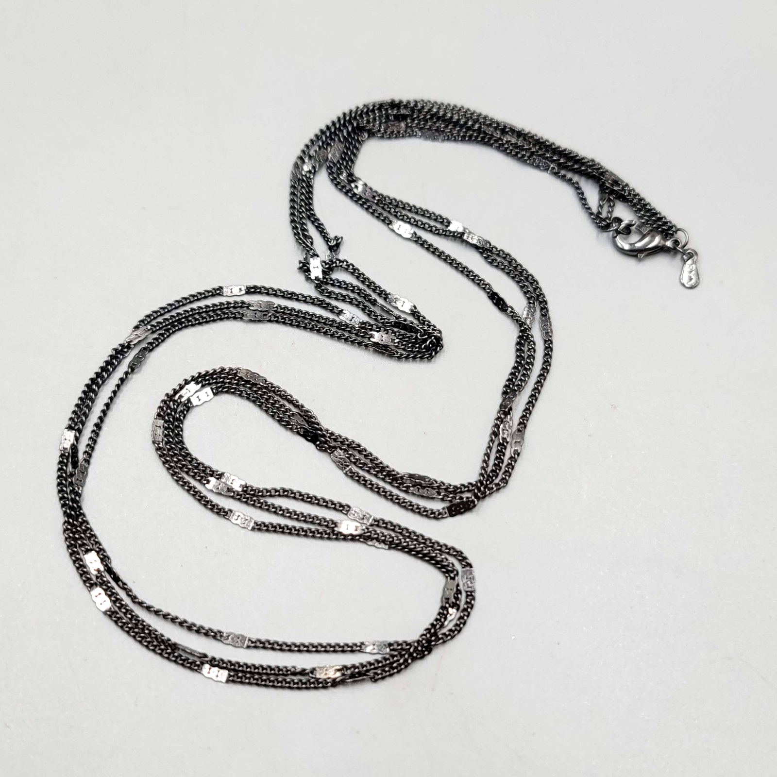 RMN Black Triple Chain Long Necklace 28"