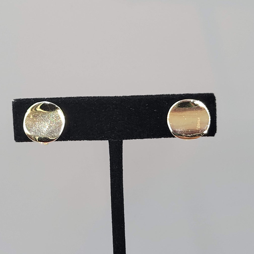 Vintage Stud Clip on Earrings Gold Plate Wavy Round 1/2"