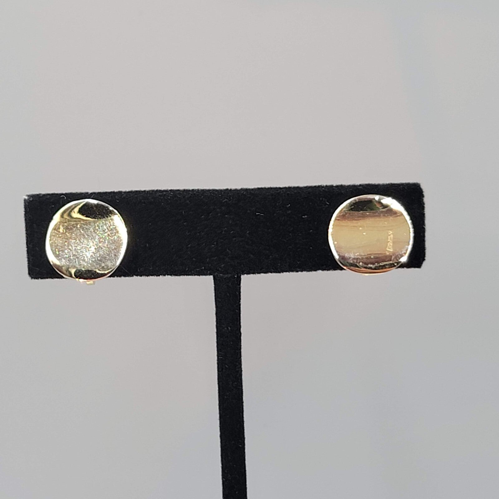Vintage Stud Clip on Earrings Gold Plate Wavy Round 1/2"