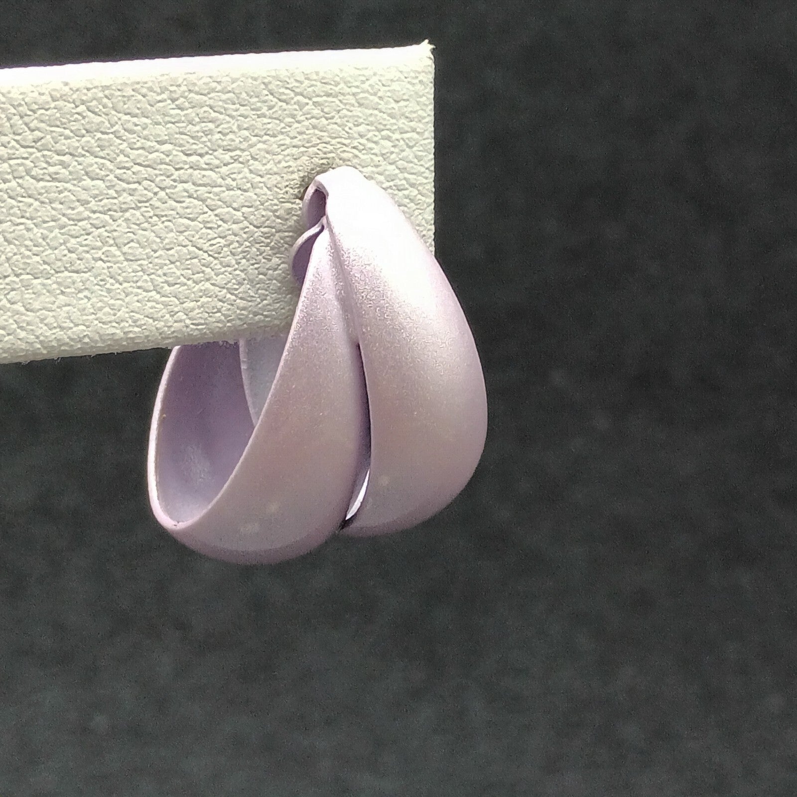 Vintage Pierced Earrings Purple enamel Dual Band Flat Hoop 7/8"