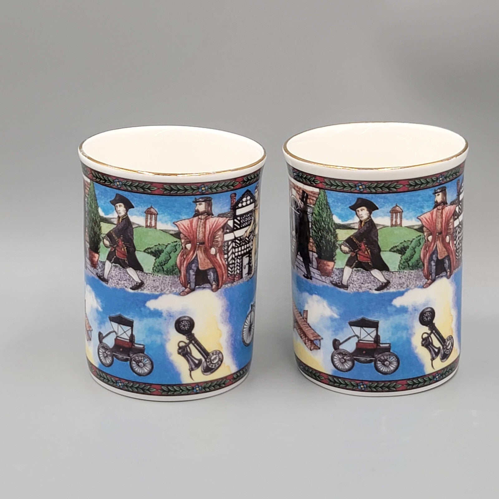 Royal Crown Duchy Transportation Communications Coffee Mug Tea Cup Set of 2