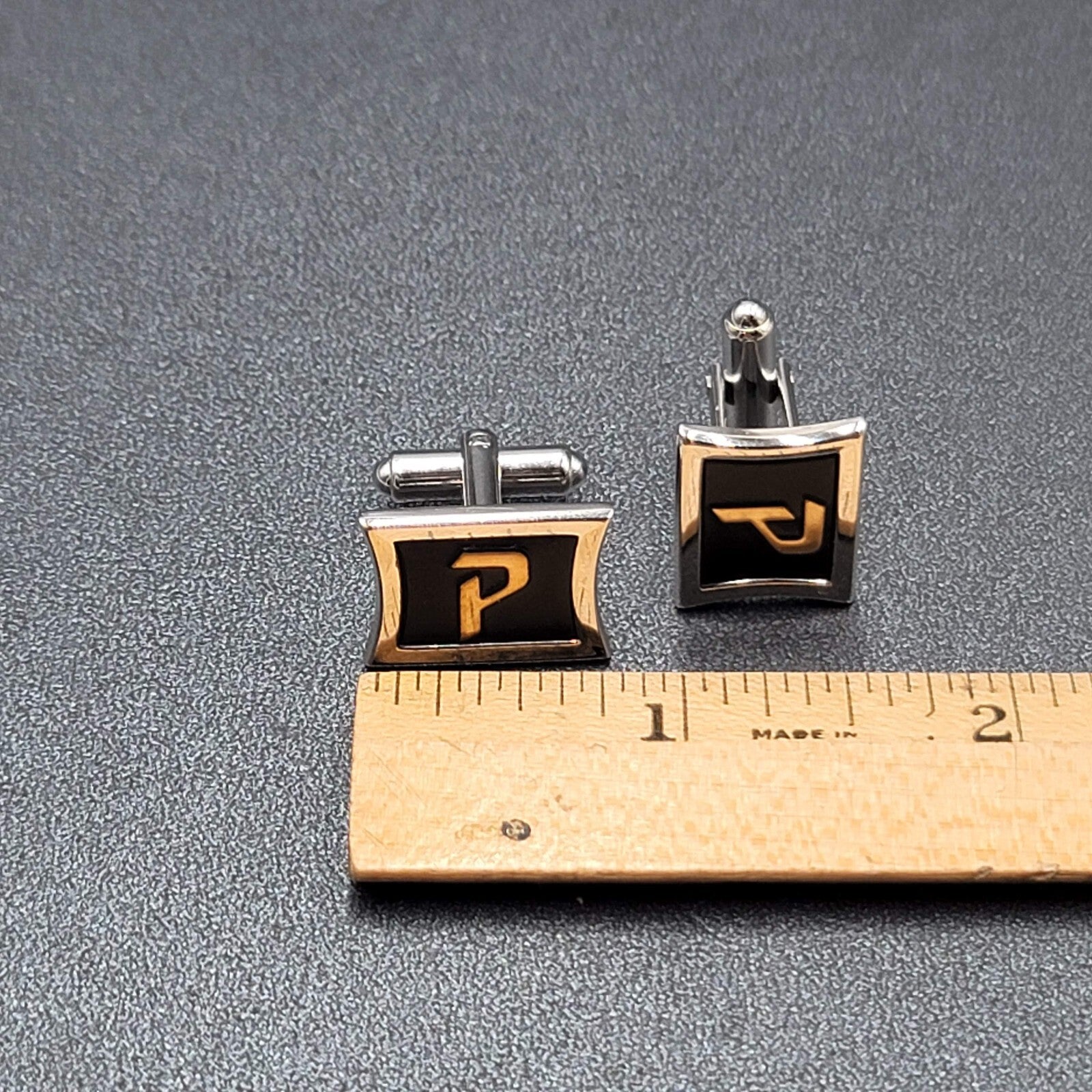 P Monogram Initial Letter Vintage HICKOK USA Cuff Links Estate Jewelry