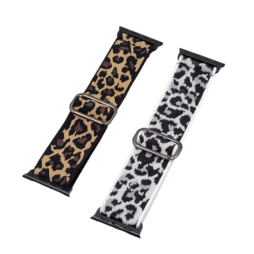 Elastic Replacement bands for Apple Watch Leopard Prints Lot of 2 NWOT