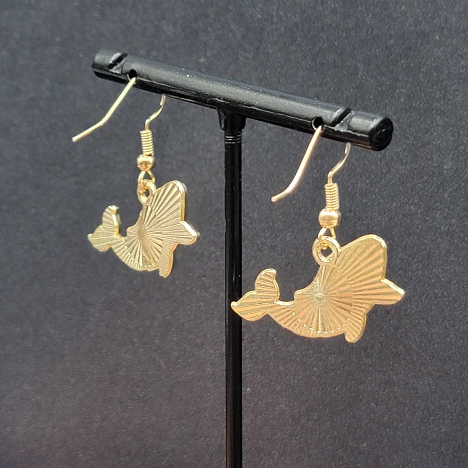 Zombie Whale Pierced Earrings Halloween Half Skeleton Enamel Dangle 5/8"