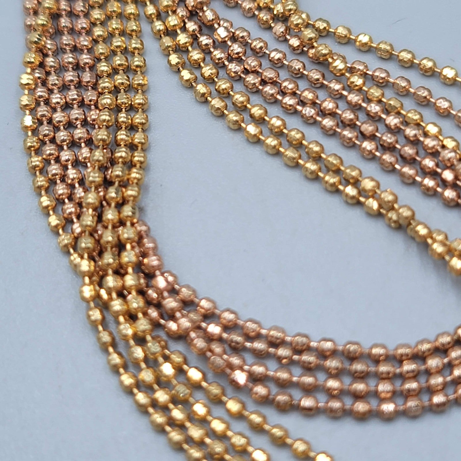 Multi Strand Ball Bead Chain Necklace Layered Two-Toned 18-20 Inch Adj