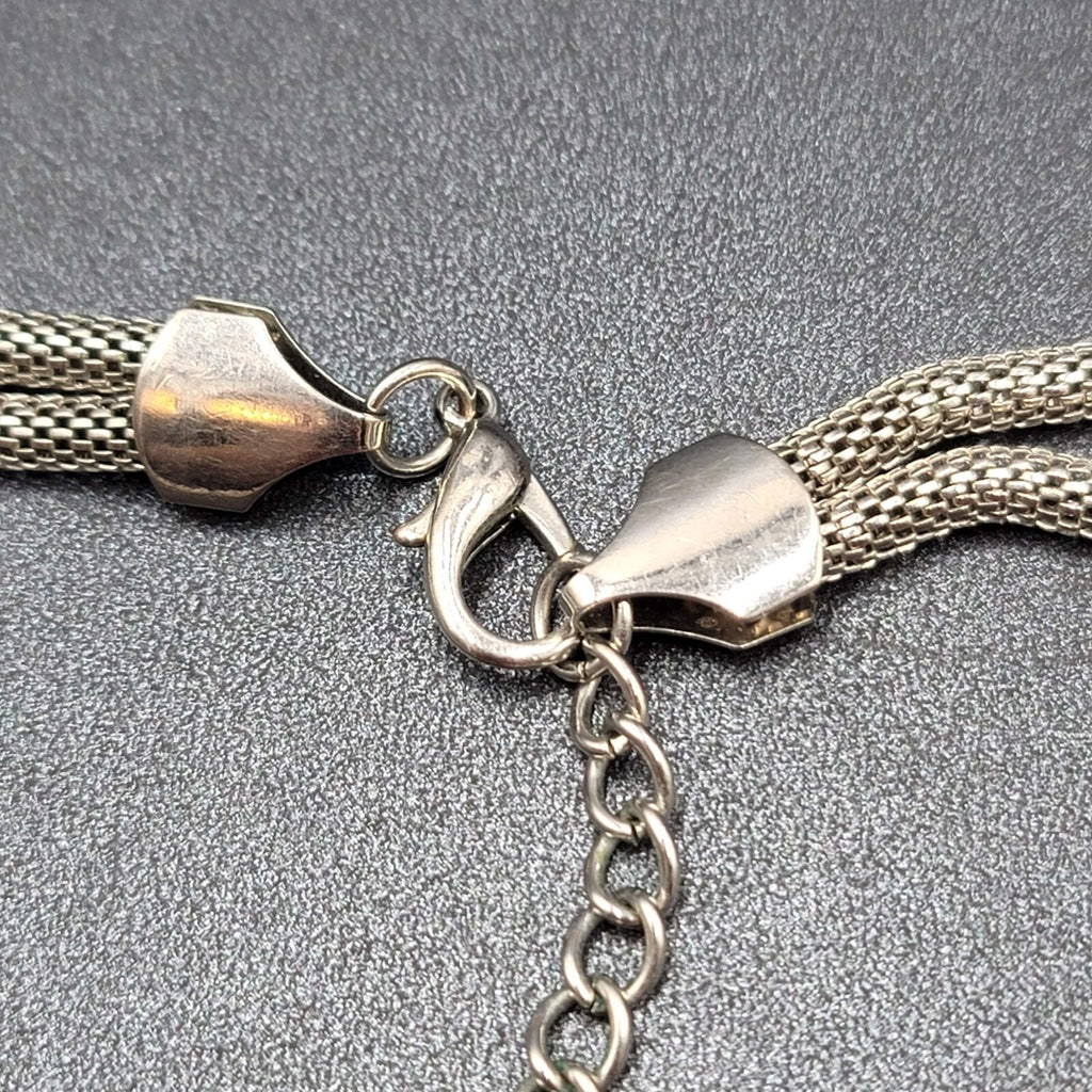 Vintage Snake Chain Knot Necklace Silver tone Large Statement 24"-27"