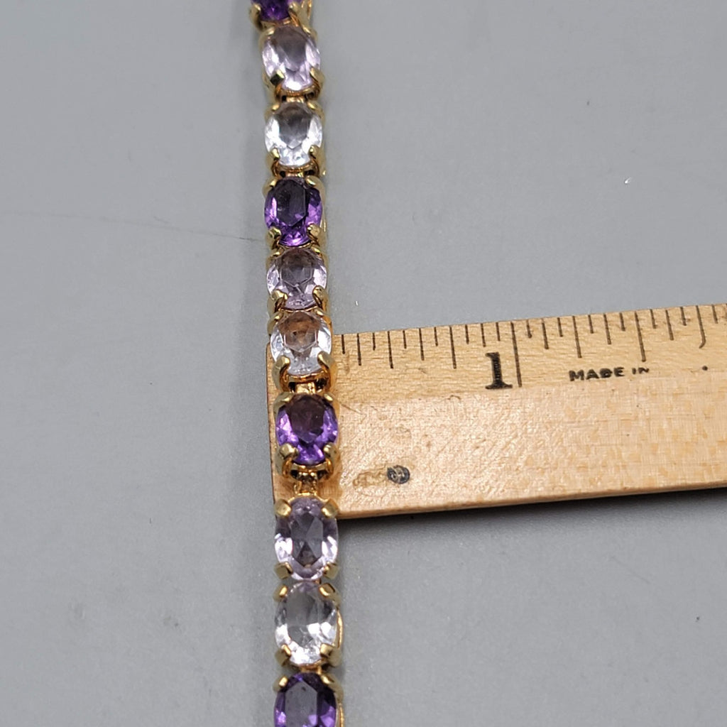 Vintage Purple Crystal Tennis Bracelet 6.75 in