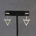 Arrow Triangle Pierced Earrings Silver tone Jacket Dangle 1.5"