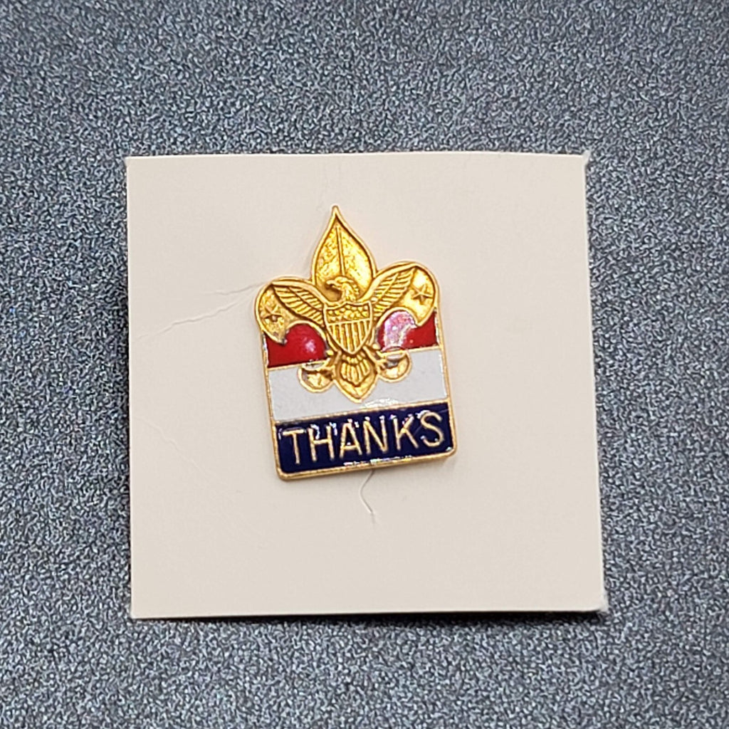 Boy Scouts Of America Thanks Pin Red White Blue Gold tone 1"