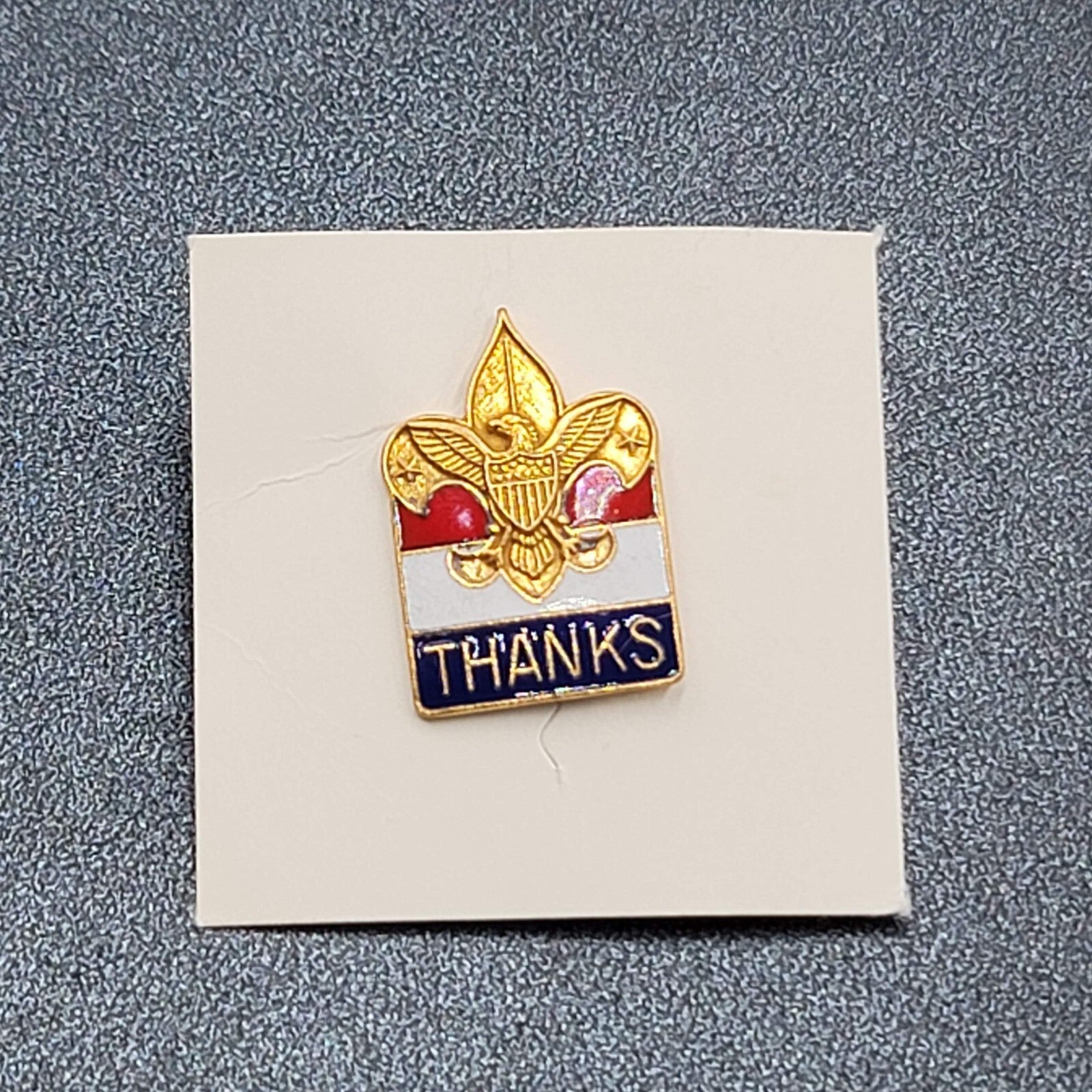 Boy Scouts Of America Thanks Pin Red White Blue Gold tone 1"