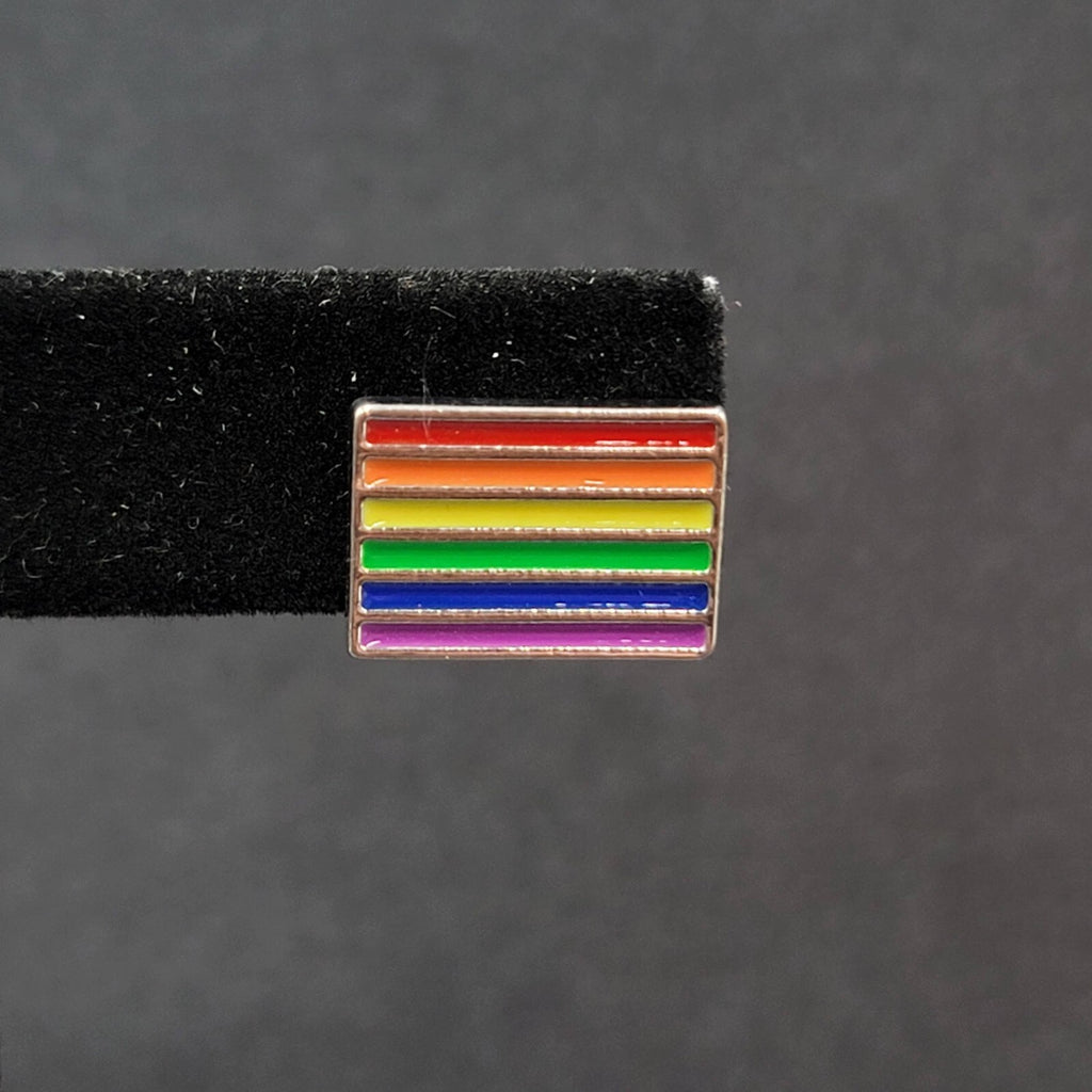 Pierced Earrings PRIDE Rainbow Rectangle Studs 5/8"