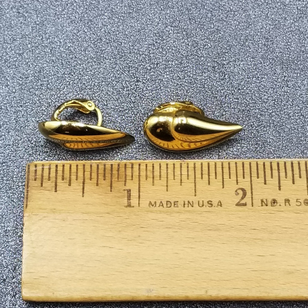 Vintage Clip on Earrings Gold Plated Statement Drop Stud 1"
