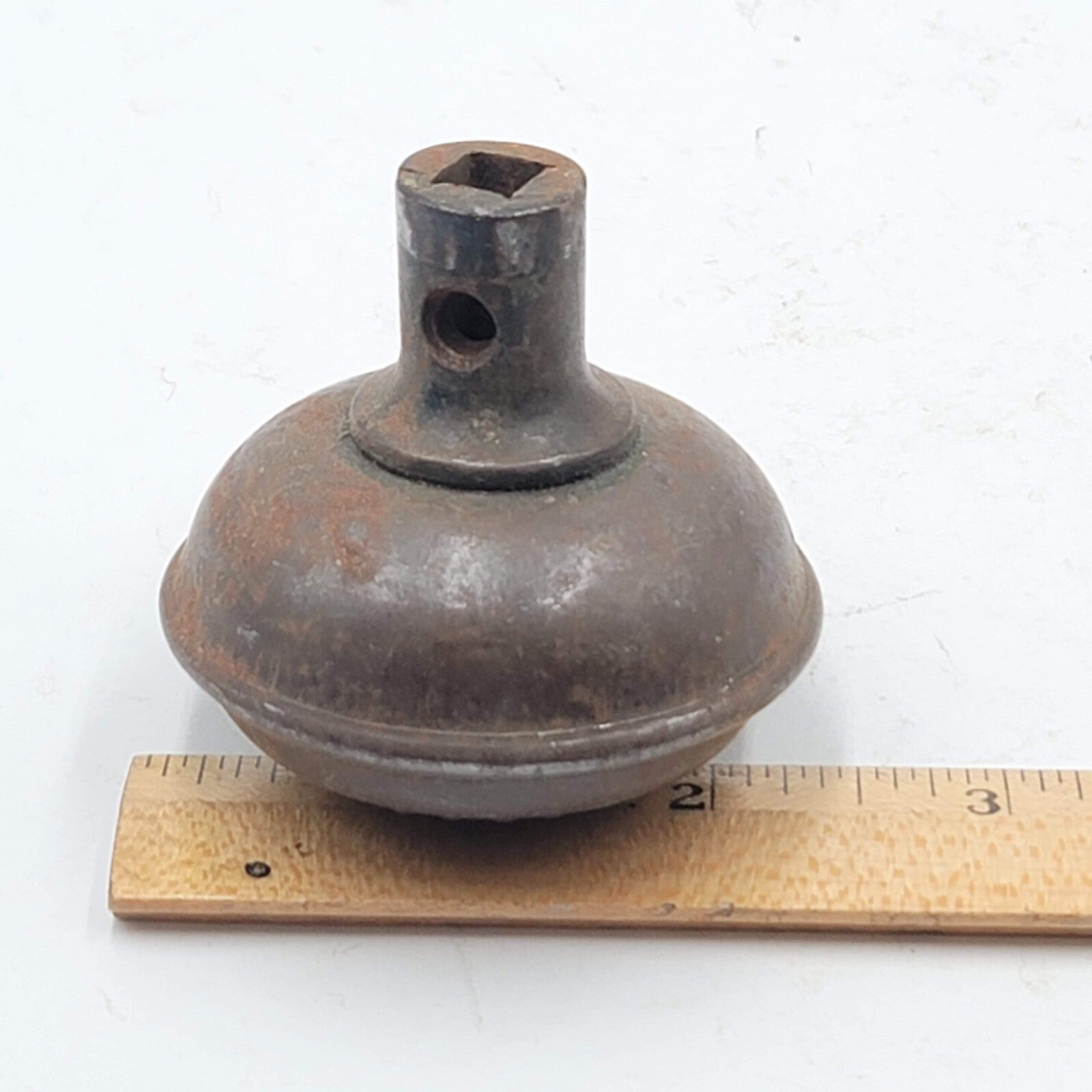Vintage SINGLE Doorknob Gray Steel Beaded Rusty Salvage Door Hardware 2.25"