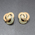 Vintage Pierced Earrings Tan Pink Green Swirl Enamel Gold tone Drop 1 1/8"
