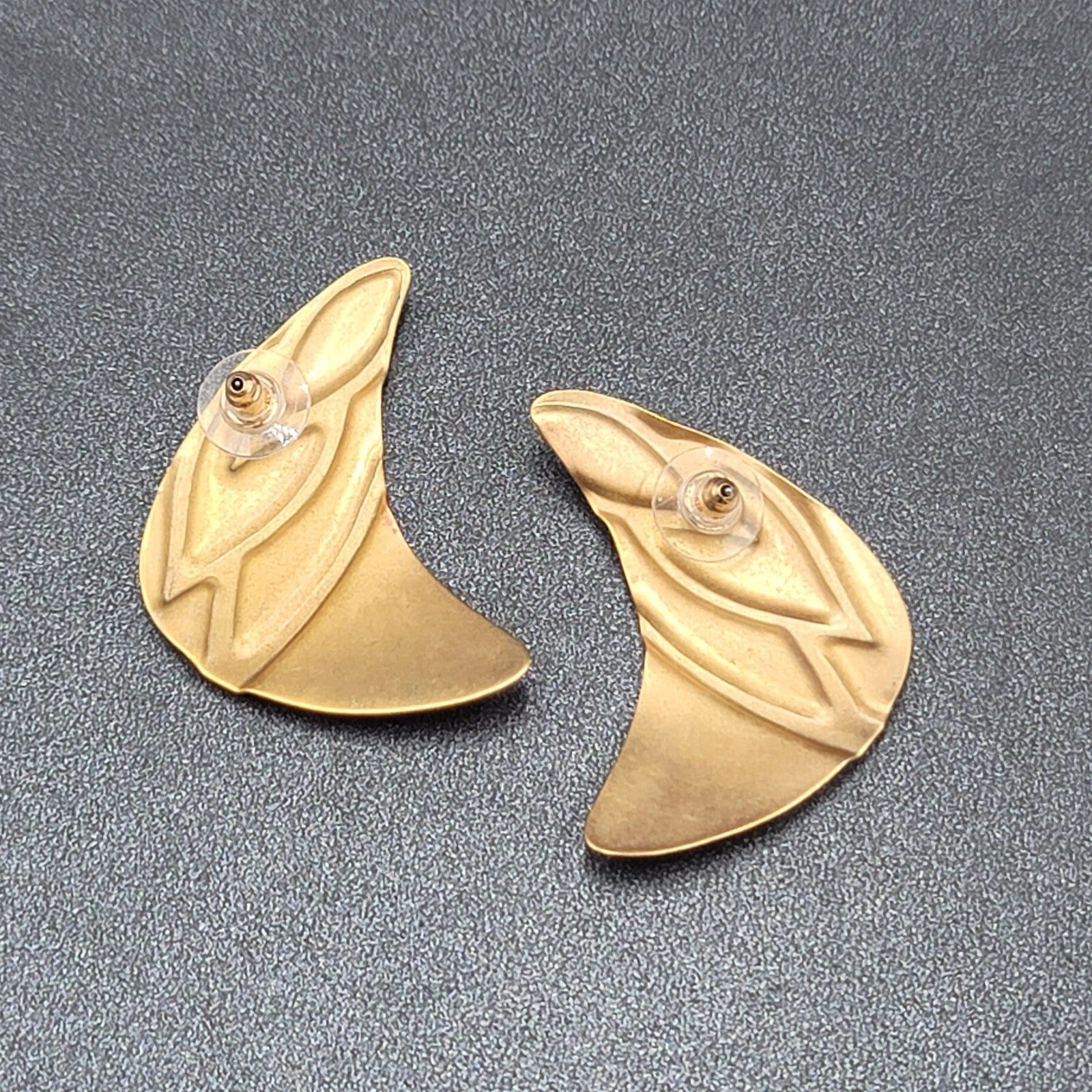 Vintage Pierced Earrings Large Red White Enamel Statement Gold tone 1.75"