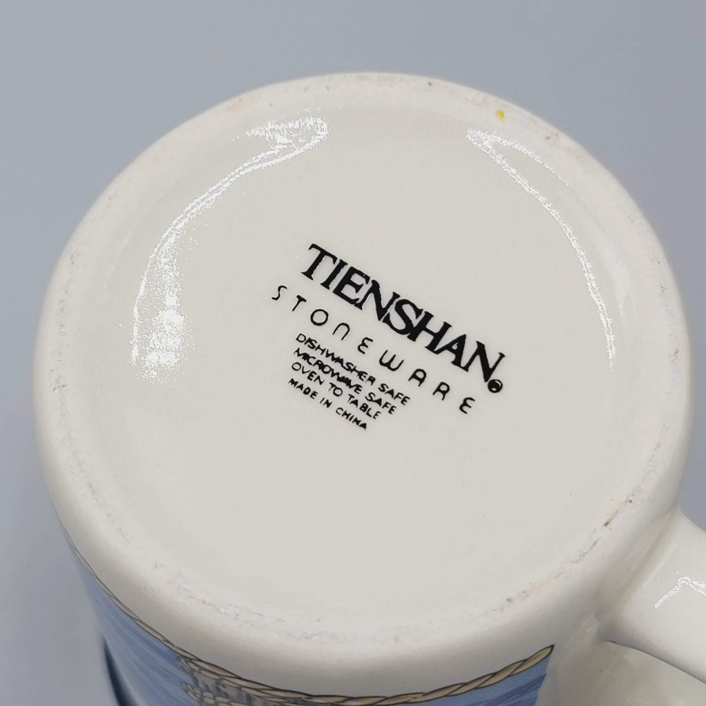 Tienshan Coffee Mug Stoneware Set of 2 Seagull Beach Ocean Theme
